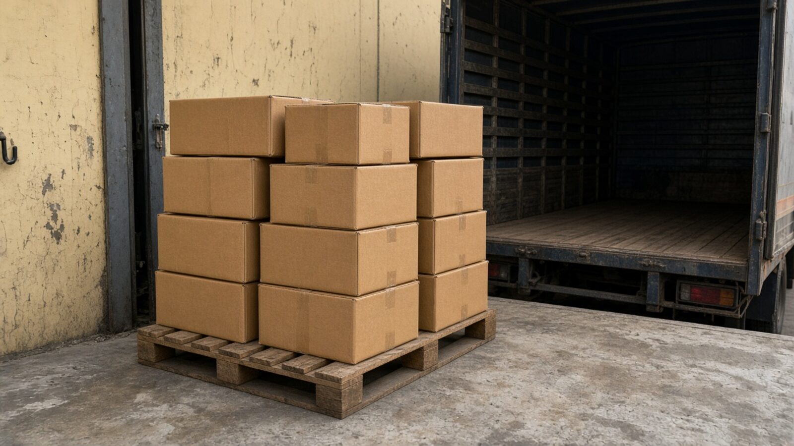 Goods loaded on an Indian cargo truck