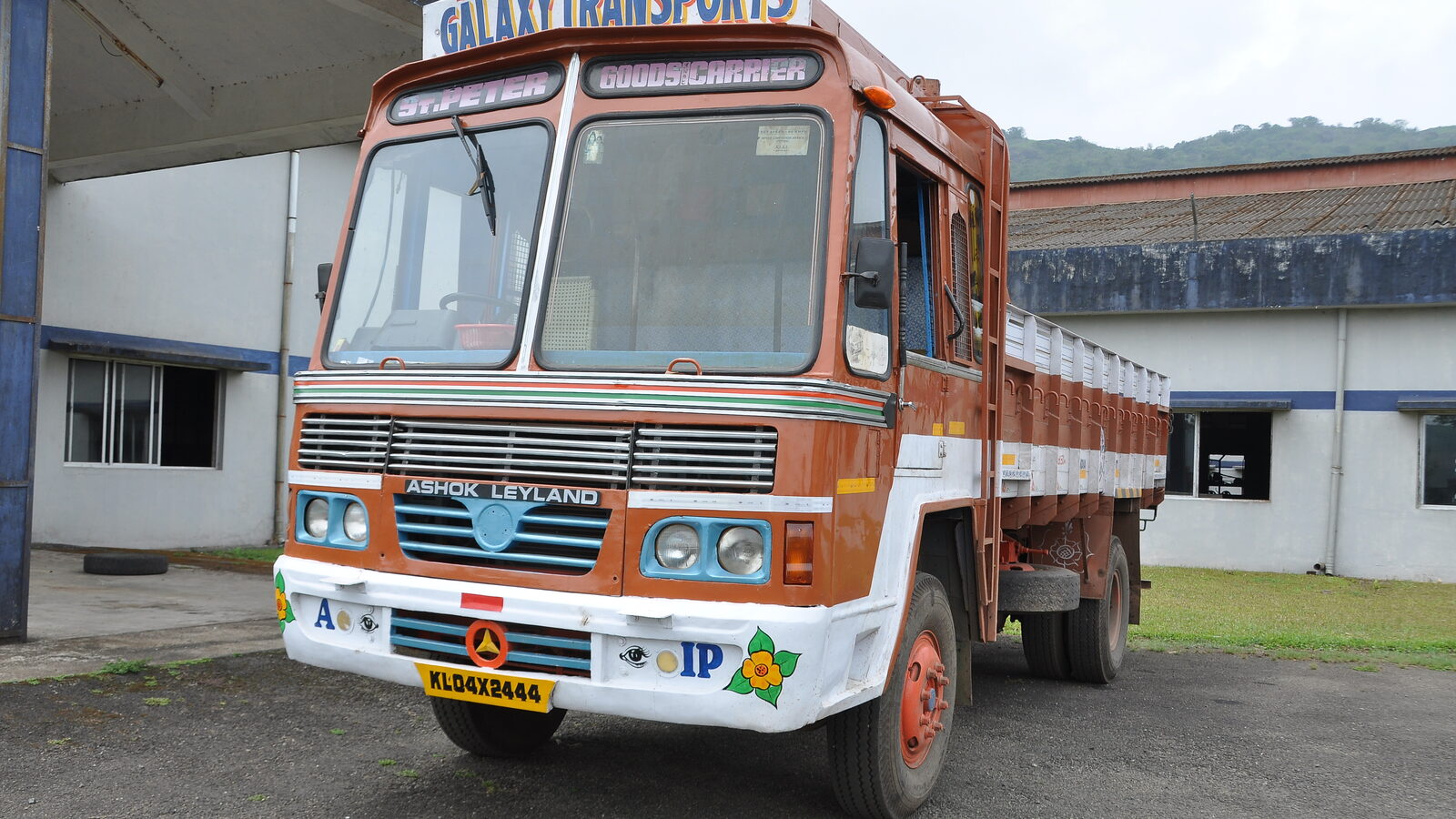 All-India Permit Ashok Leyland goods carrier at a Kerala factory